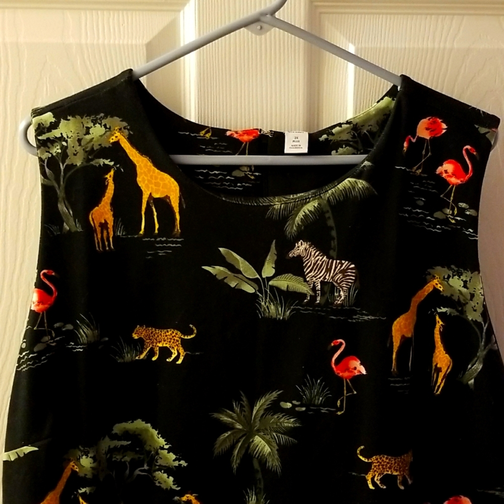 Sleeveless jungle dress knee length